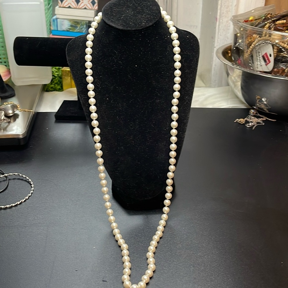 Long Faux Pearl Necklace